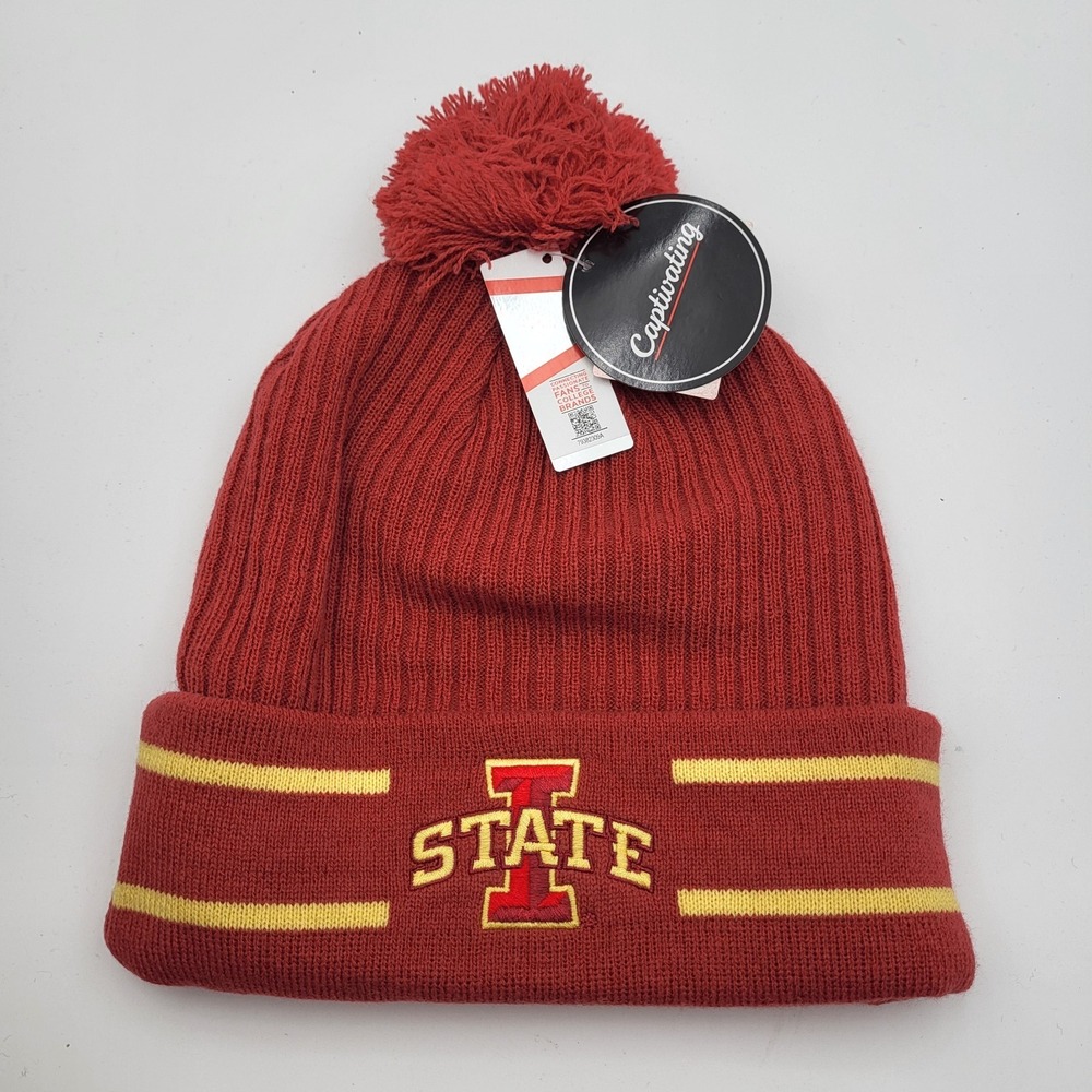 Iowa State Cyclones Captivating Cuffed Pom Stocking Hat Beanie Red I State